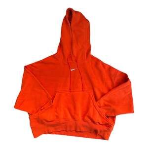 Nike Mini Swoosh Cropped Hoodie Orange Large